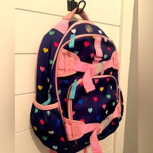 Pottery Barn Mackenzie Navy Pink Multi Hearts Small Backpack